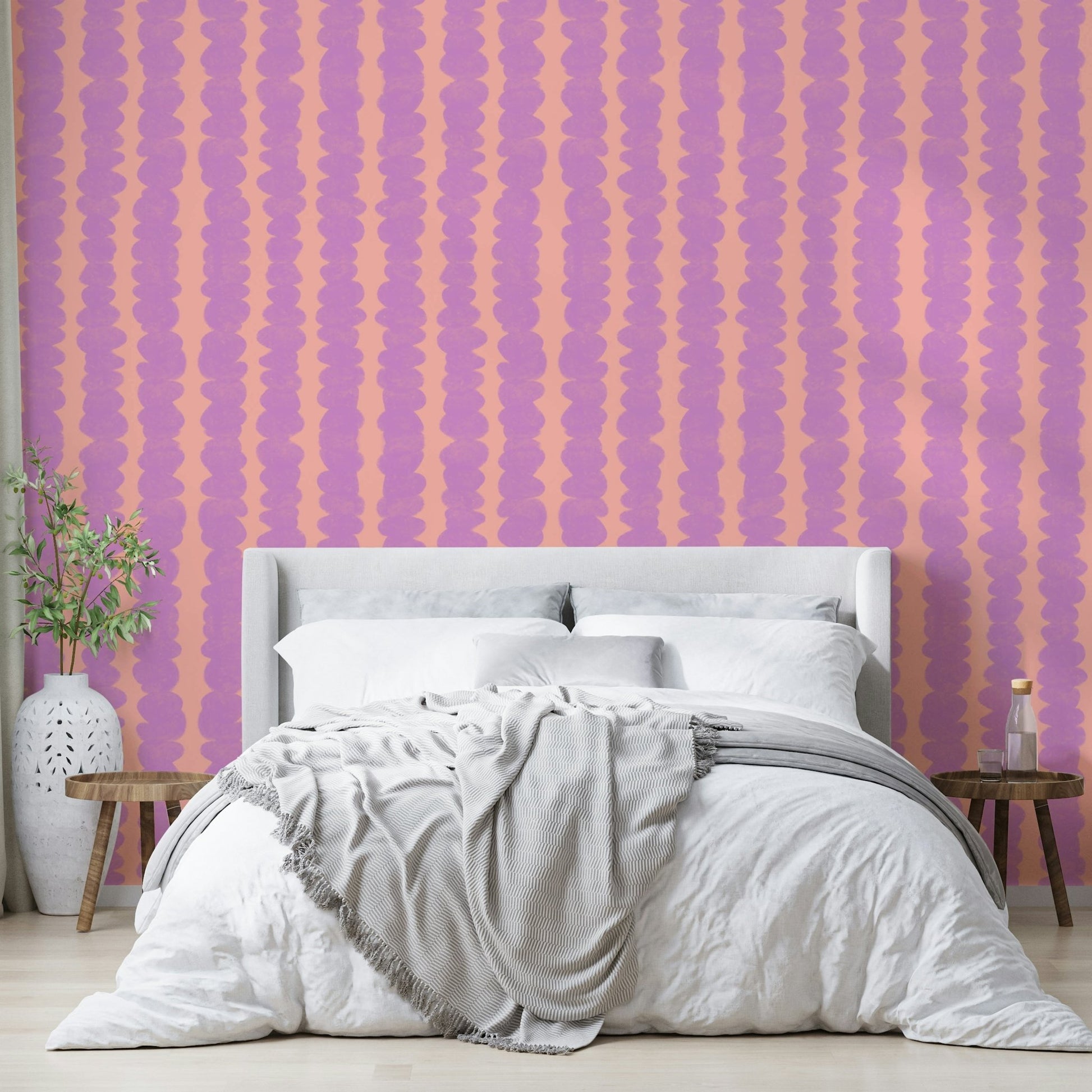 Soothing peach and lilac tones wallpaper design

