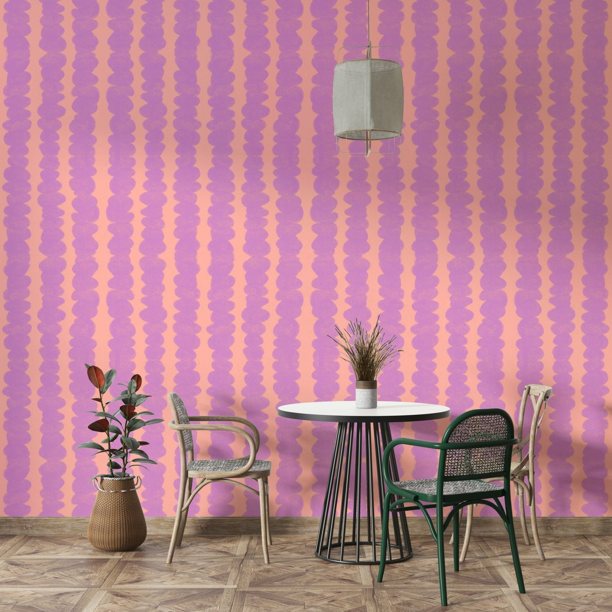 Non-woven wallpaper with soft vertical strokes

