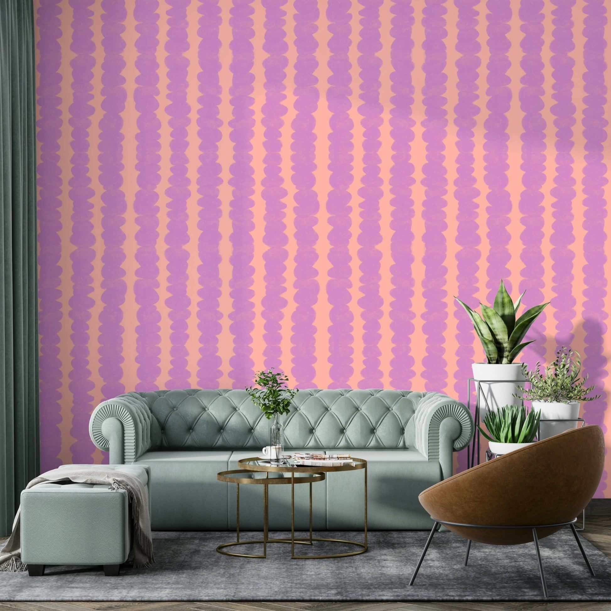 Vertical pattern wallpaper with lilac and peach

