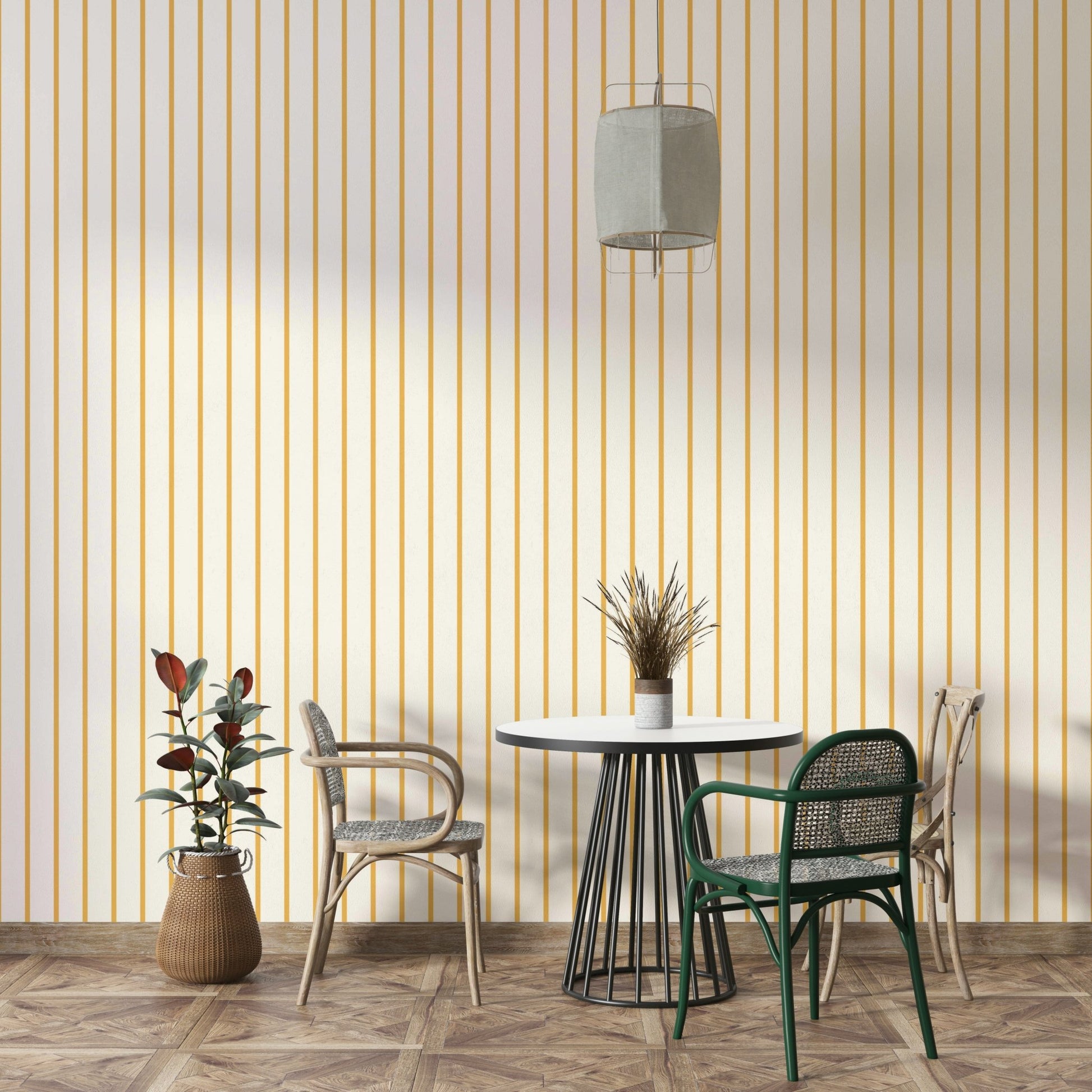 Yellow striped wallpaper with vertical lines pattern GD816

