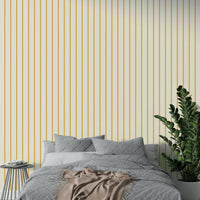 Bright yellow wallpaper with vertical stripes design GD816

