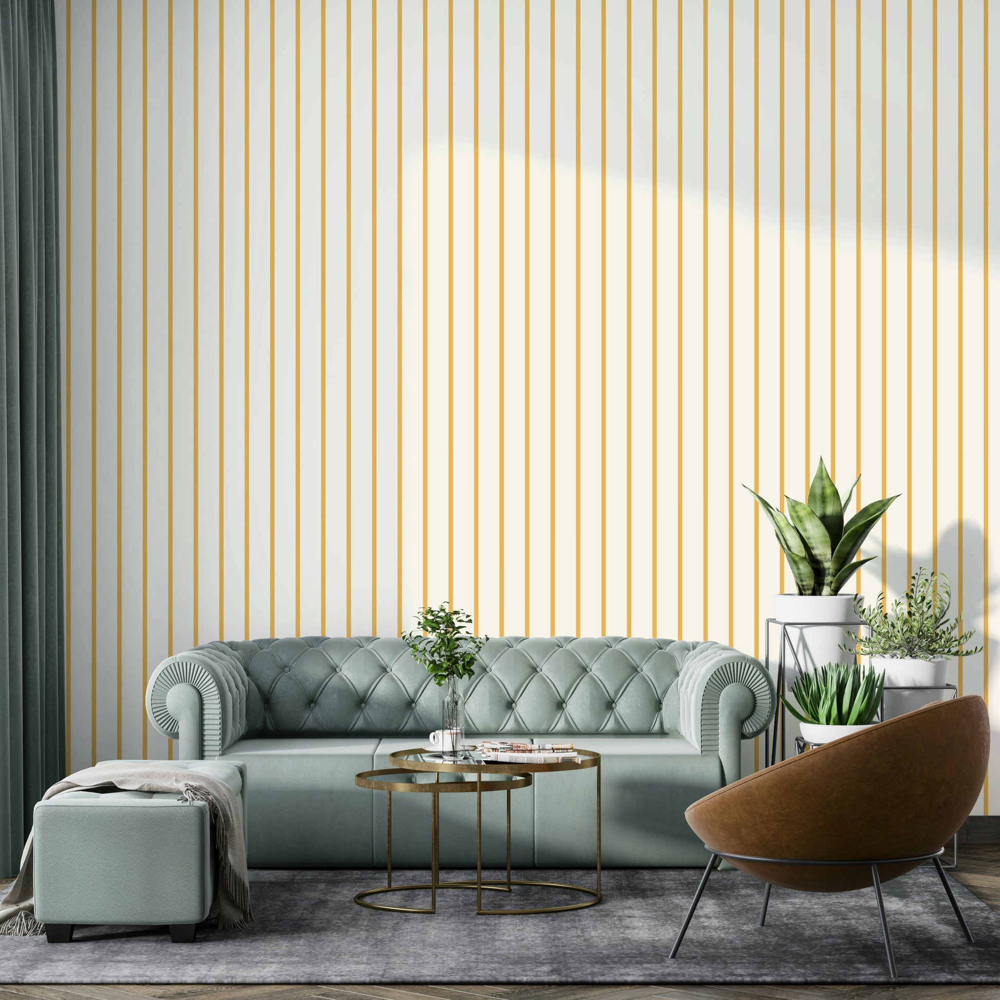 Vertical stripes golden hour yellow wallpaper pattern

