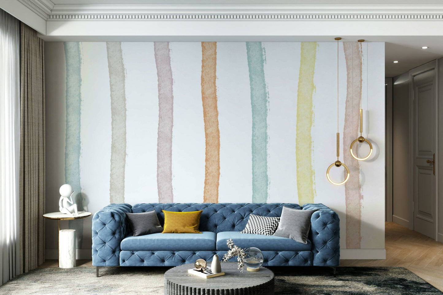 A serene subtle color wash wall mural for your decor.

