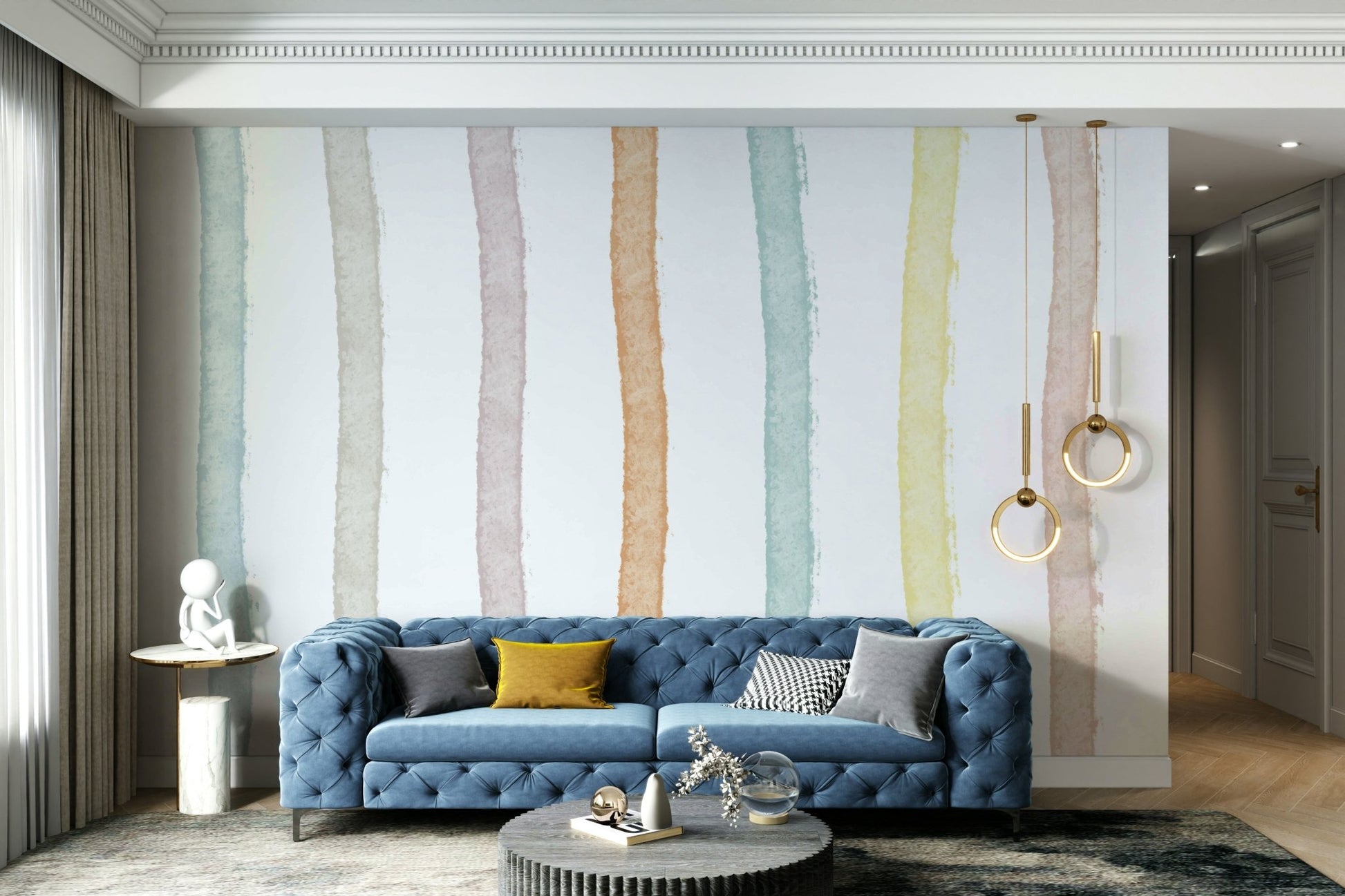 A serene subtle color wash wall mural for your decor.

