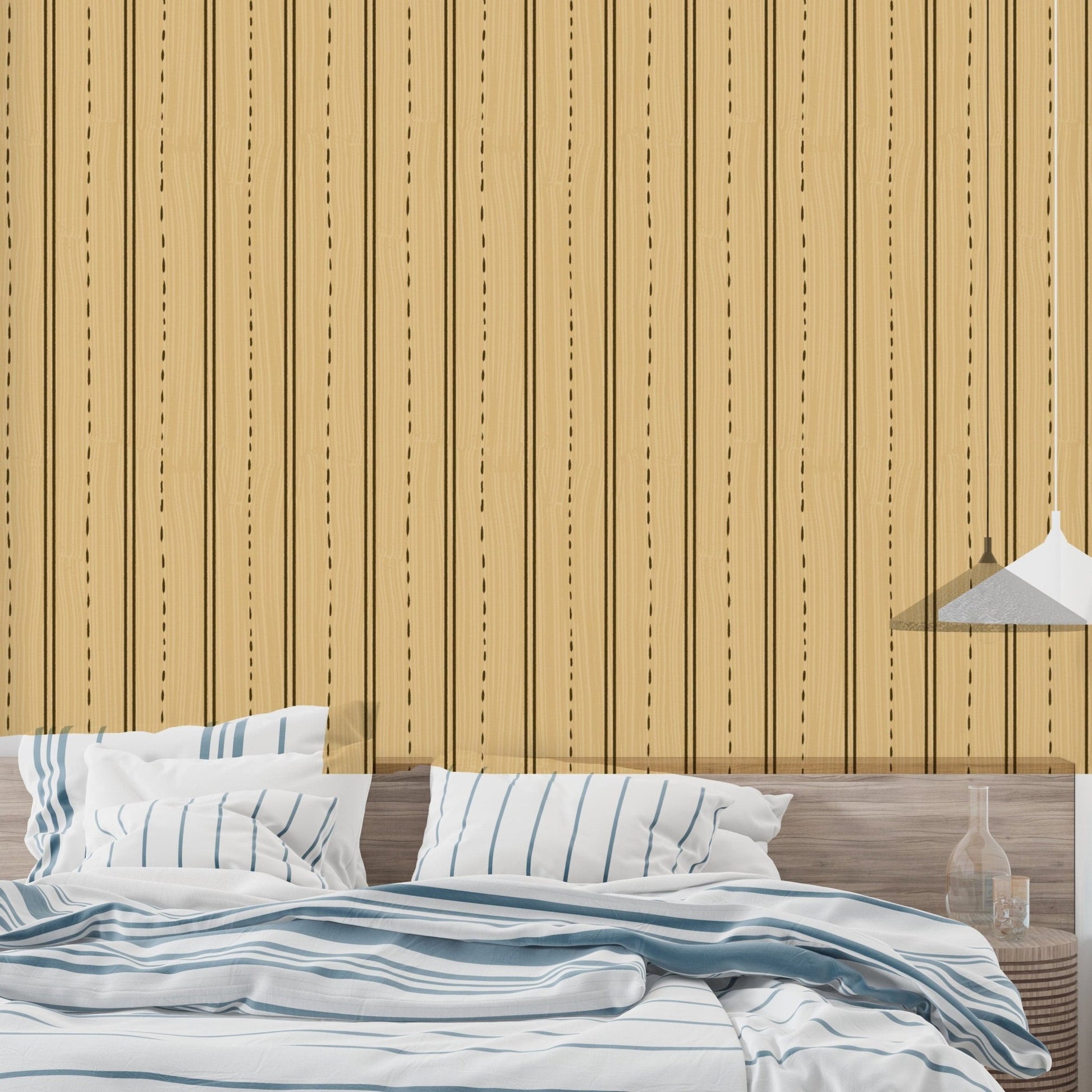 Rustic vertical wood stripe wallpaper for warm wall decor. RNM05