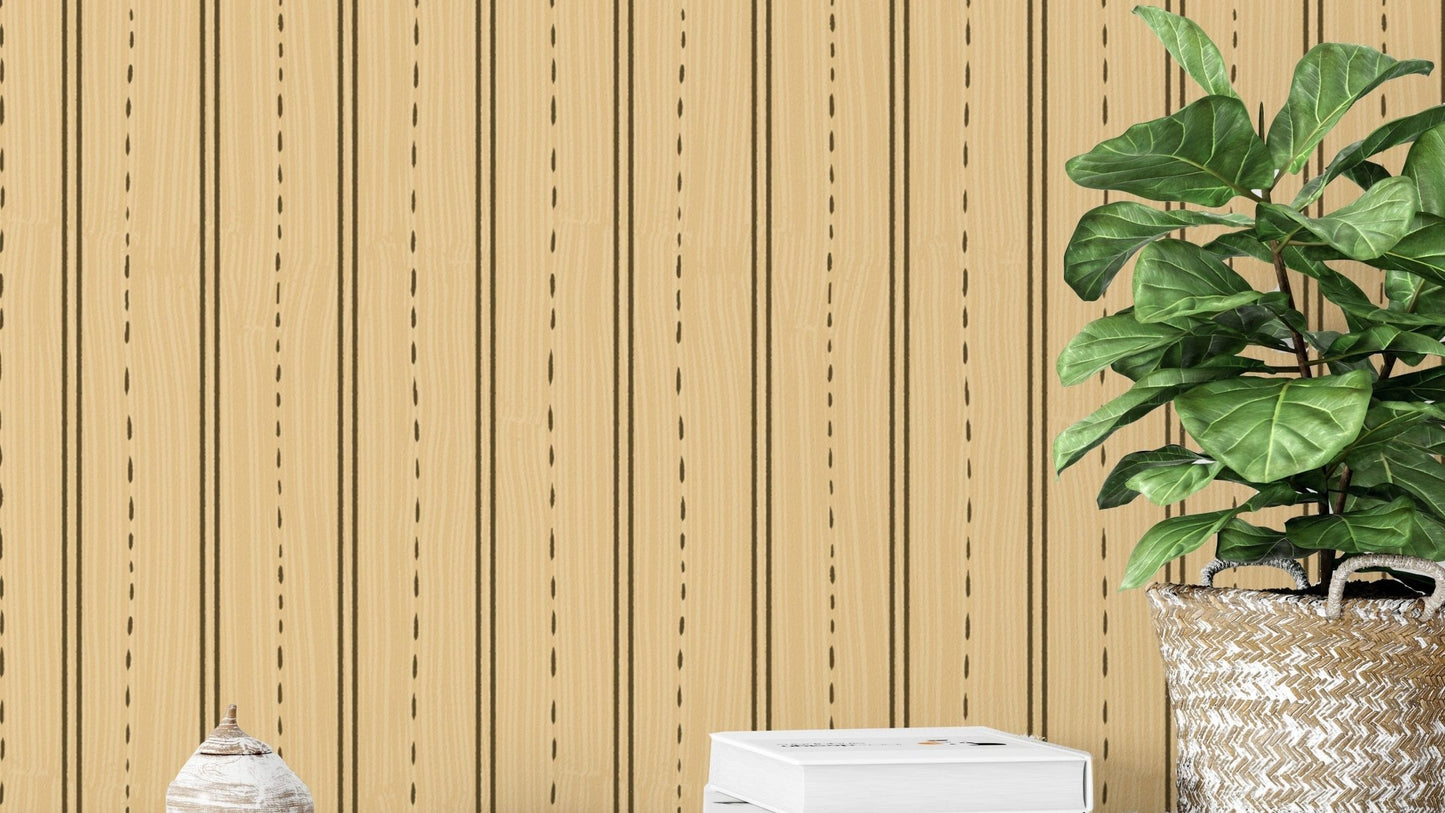 Stylish vertical wooden stripes wallpaper for minimalist spaces. RNM05