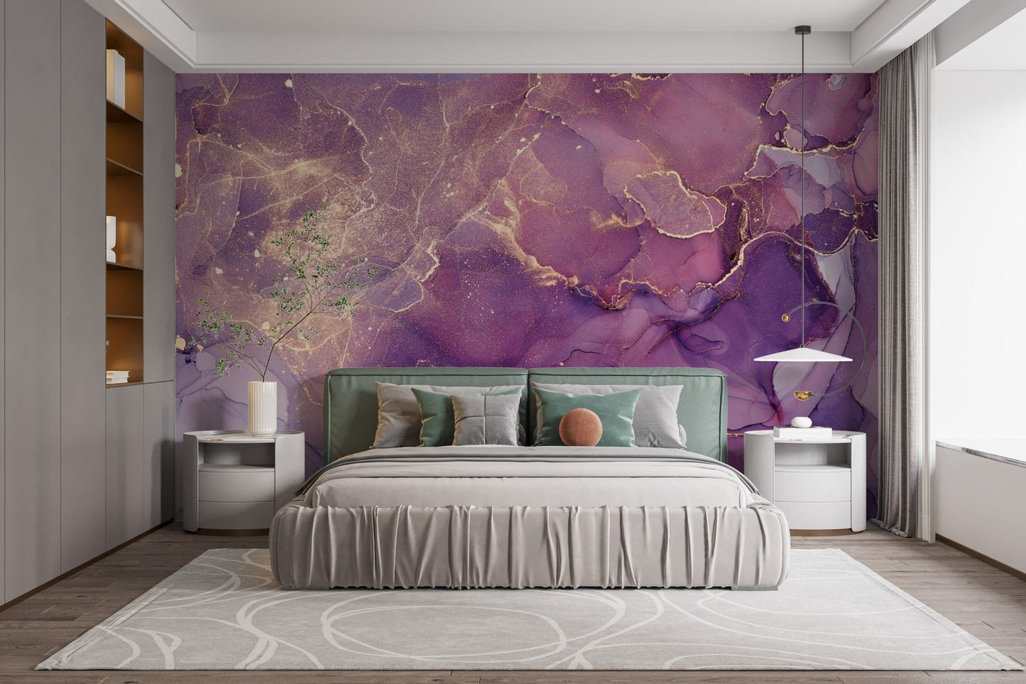 Vibrant abstract marble wall mural design
