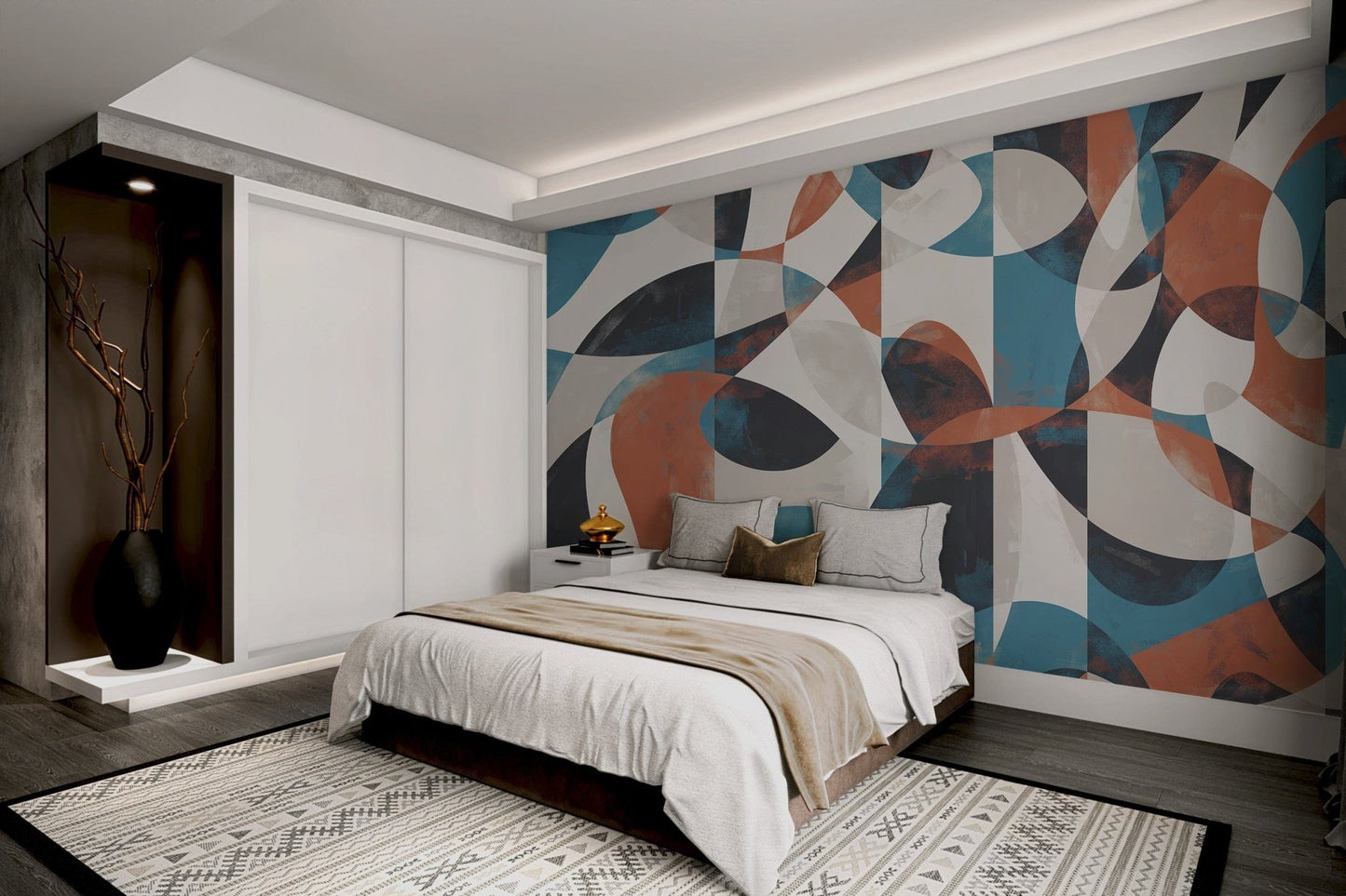 Vibrant Geometric Wall Covering
