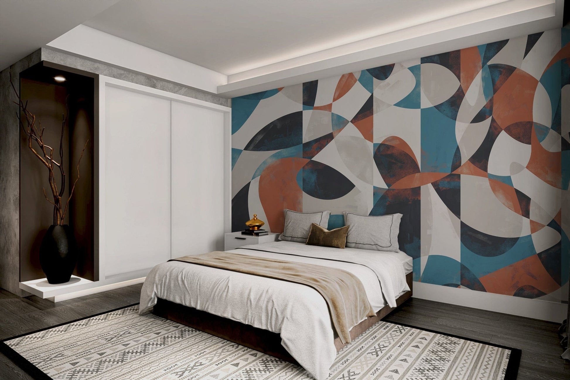 Vibrant Geometric Wall Covering
