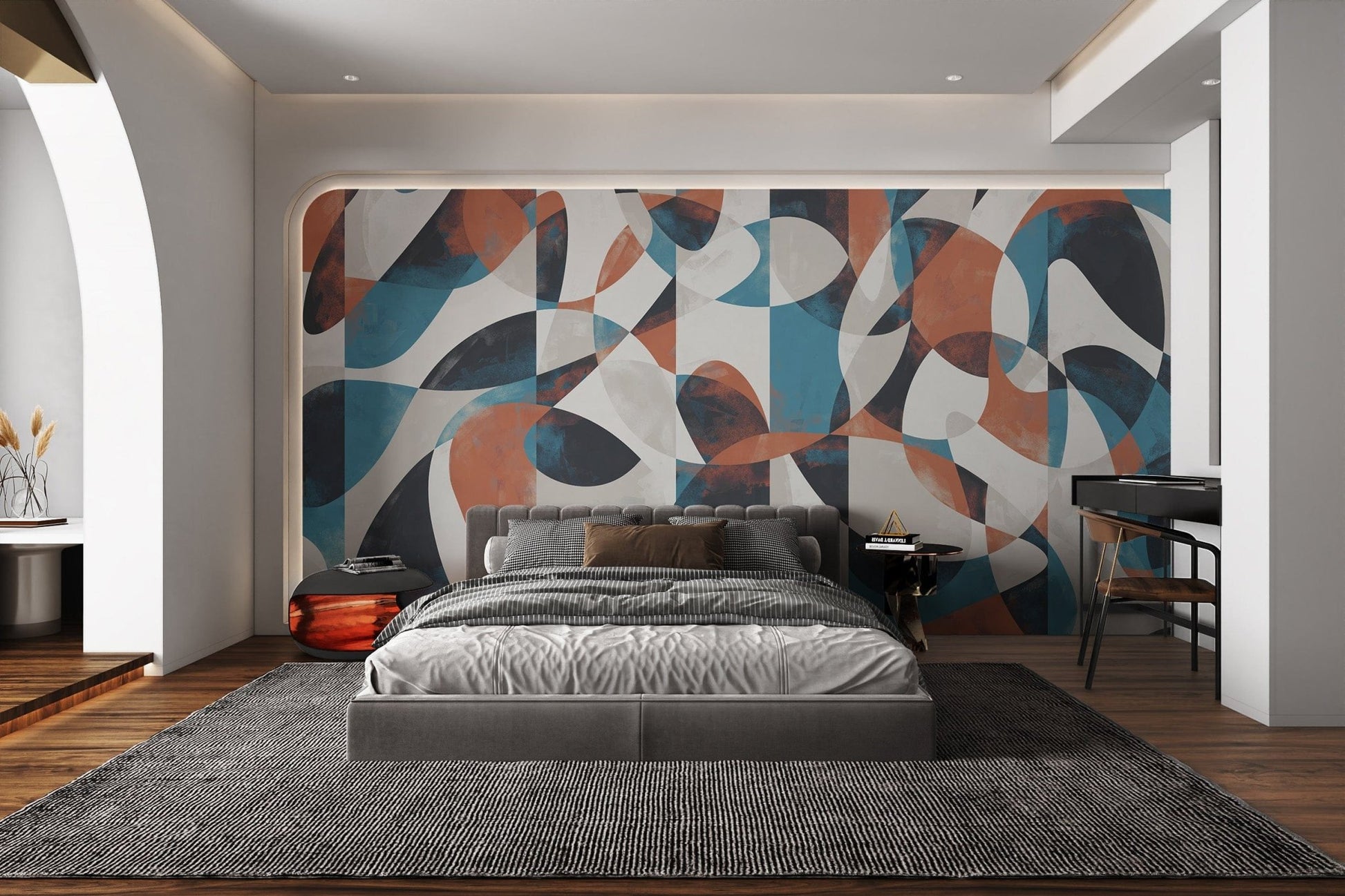 Contemporary Swirls Geometric Wallpaper
