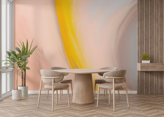 Abstract vibrant wall mural with yellow streaks, B407