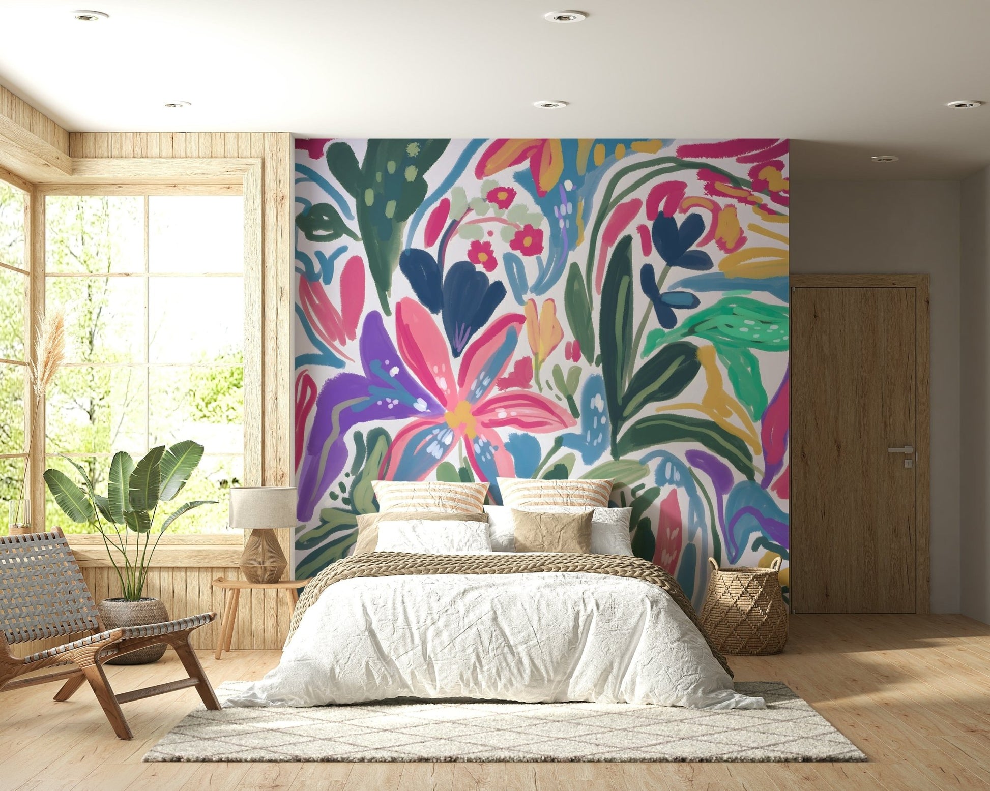 A serene subtle flower wall mural for your decor.