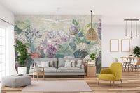 Colorful flower wallpaper with botanicals
