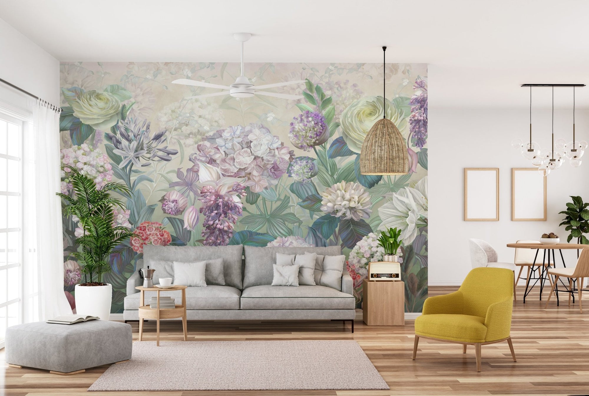 Colorful flower wallpaper with botanicals
 D256