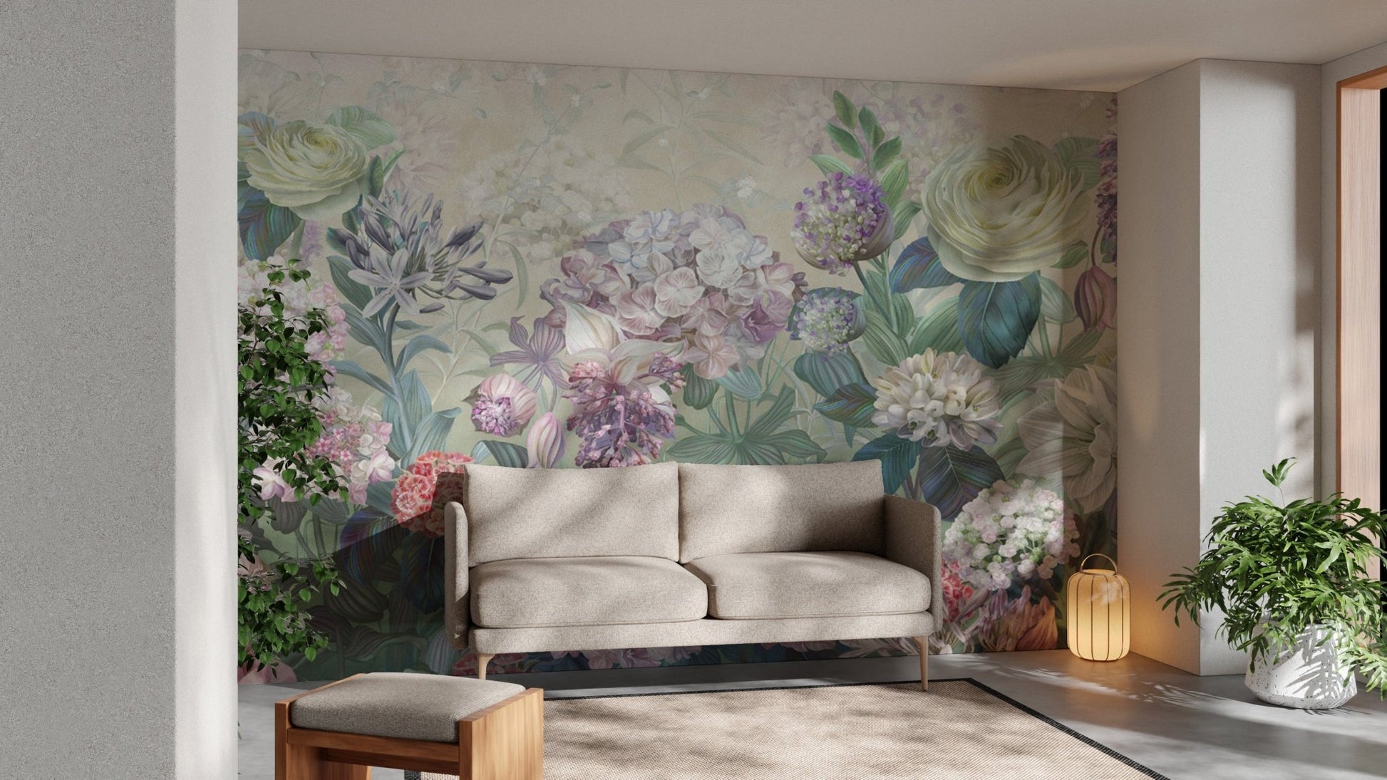 Floral wallpaper with intricate details
