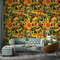 Nature-inspired vibrant botanical wallpaper for modern spaces.

