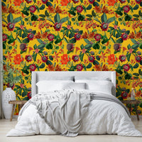 Colorful and lively botanical rhapsody wallpaper for interiors.


