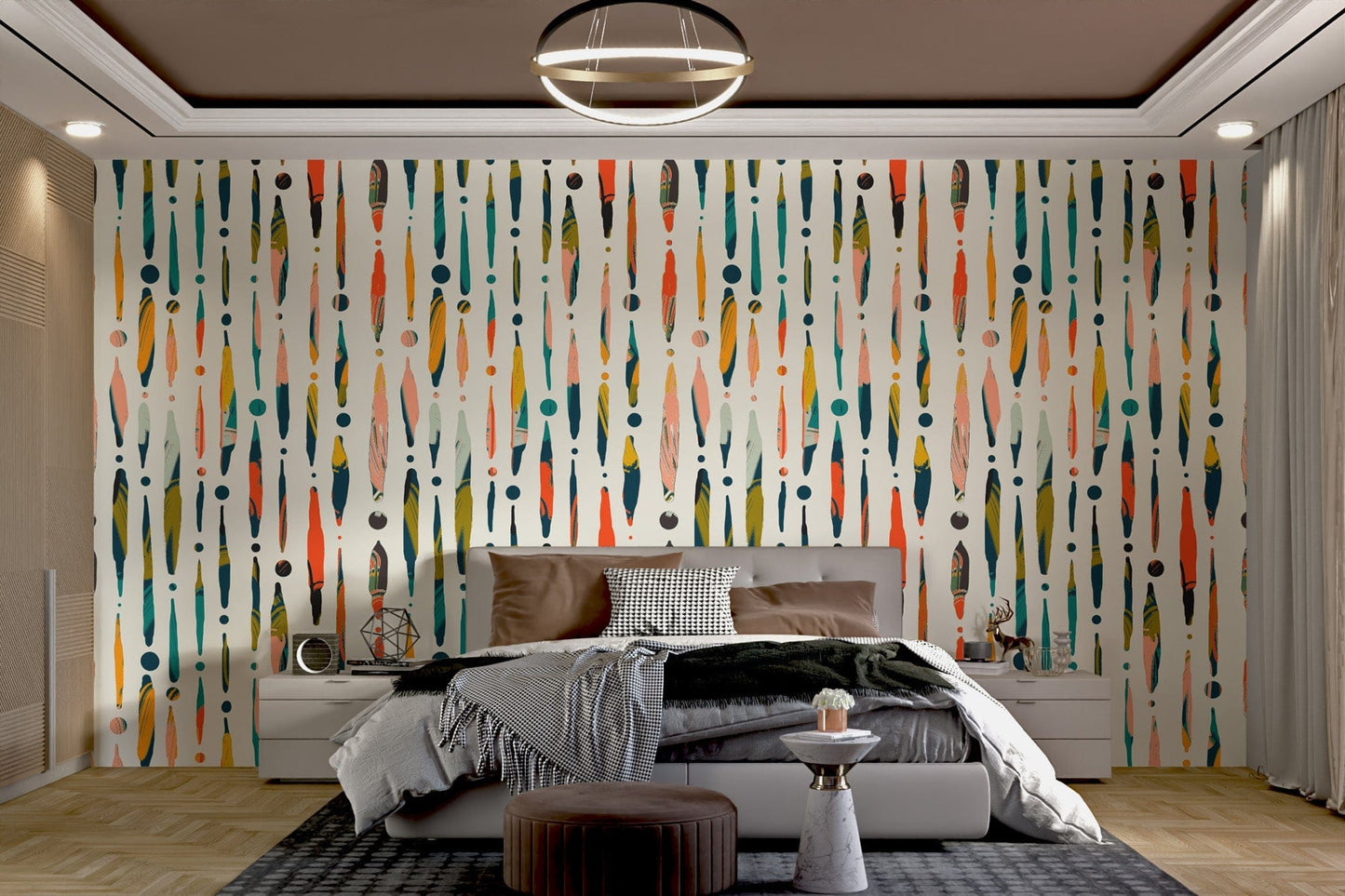 Artistic Brushstroke Symphony Wall Design
