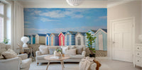 A beautiful oceanfront wall mural for a living room.


