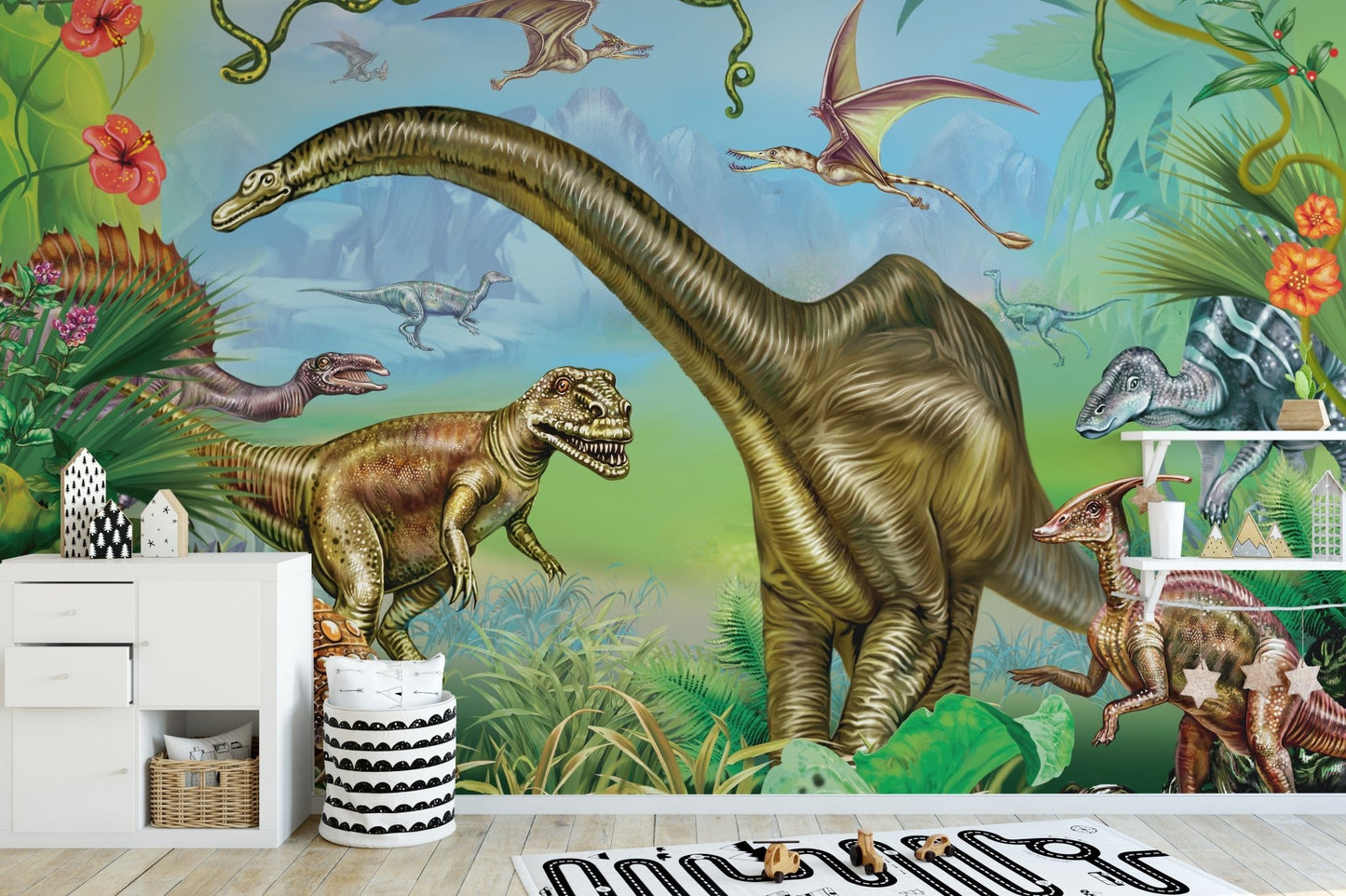 Vibrant colored Dinosaur World Wallpaper A185