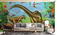 Dinosaur world wallpaper with bold colors