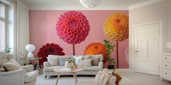 A wall mural of a vibrant dahlia flower arrangement. GD3483

