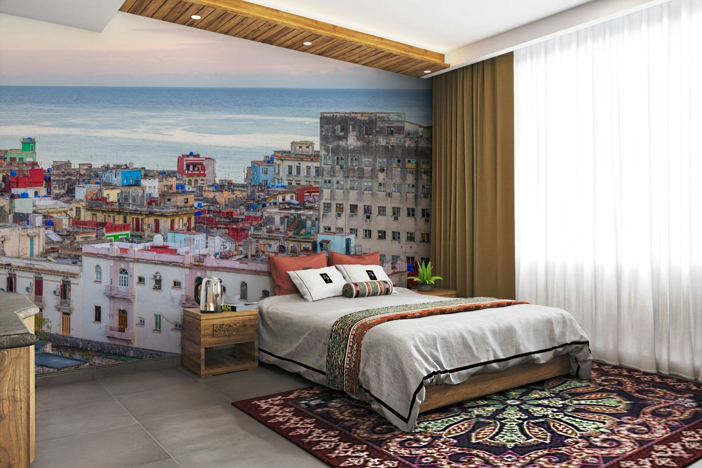 Cuban skyline mural with vivid colors, GD2046