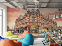 Office area featuring Vibrant Hub Wall Mural and detailed urban landmark view
