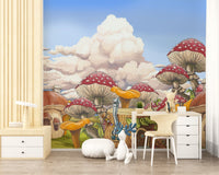 Vibrant Mushroom Kids City Wall Mural - Giffywalls