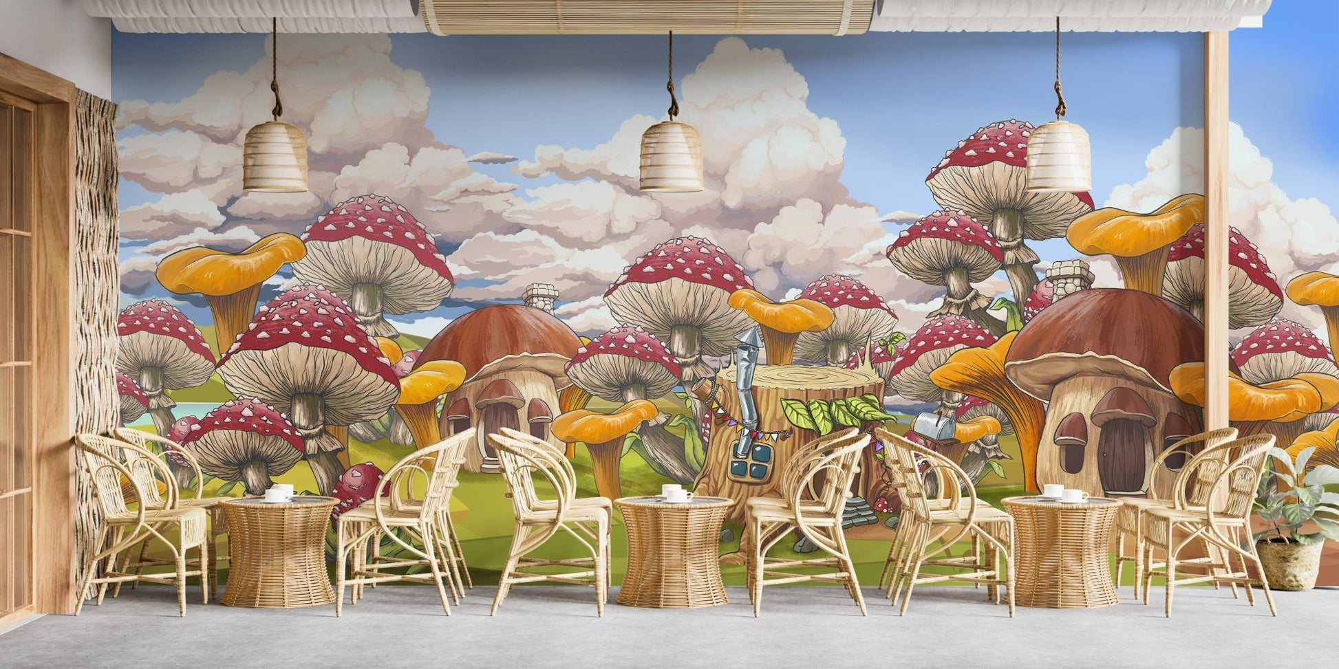 Vibrant Mushroom Kids City Wall Mural - Giffywalls