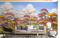 Vibrant Mushroom Kids City Wall Mural
