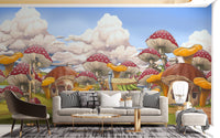 Vibrant Mushroom Kids City Wall Mural