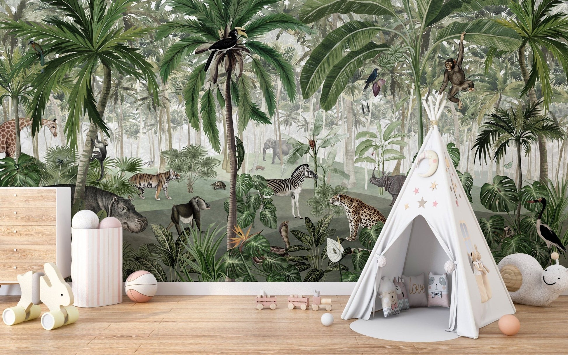 Jungle Lookbook wallpaper murals for kids room nursery - Giffywalls