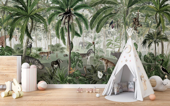 Jungle Lookbook wallpaper for kids' room and nursery KB38