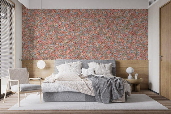 Embroidered orange floral wallpaper design for bedroom DTLE16
