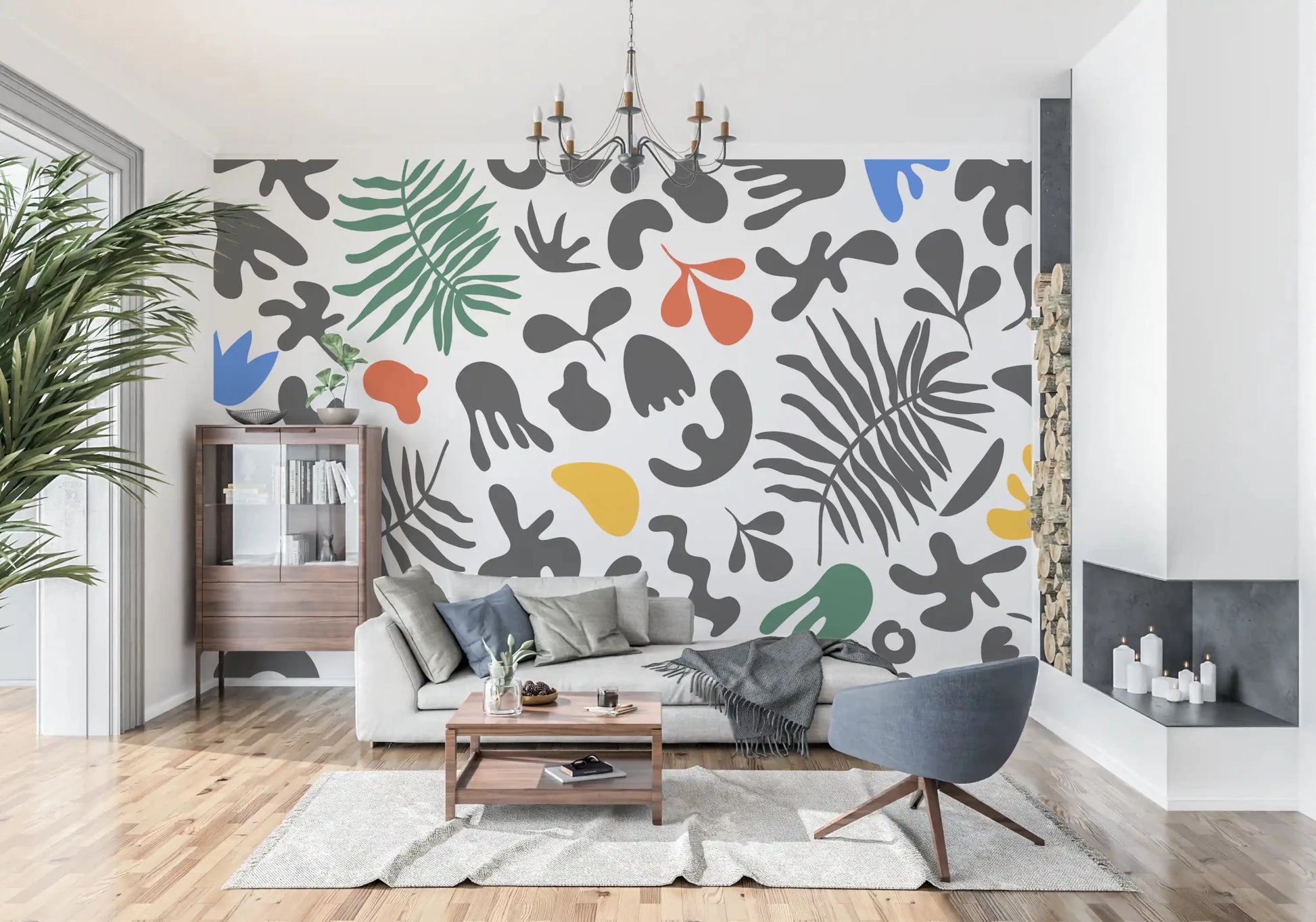 Hallway featuring Vibrant Organic wall mural in lively multicolor