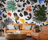 Creative office with Vibrant Shapes wall mural and abstract pattern