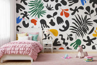 Kids bedroom styled in Organic Shapes wall mural with bright motifs