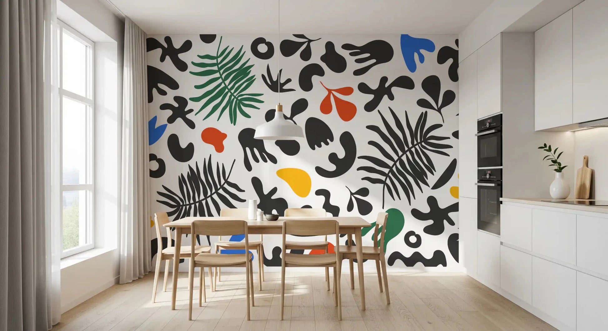 Playful modern pattern across Vibrant Organic Shapes wall mural