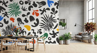 Bright cutout-style pattern in Organic Shapes wall mural design