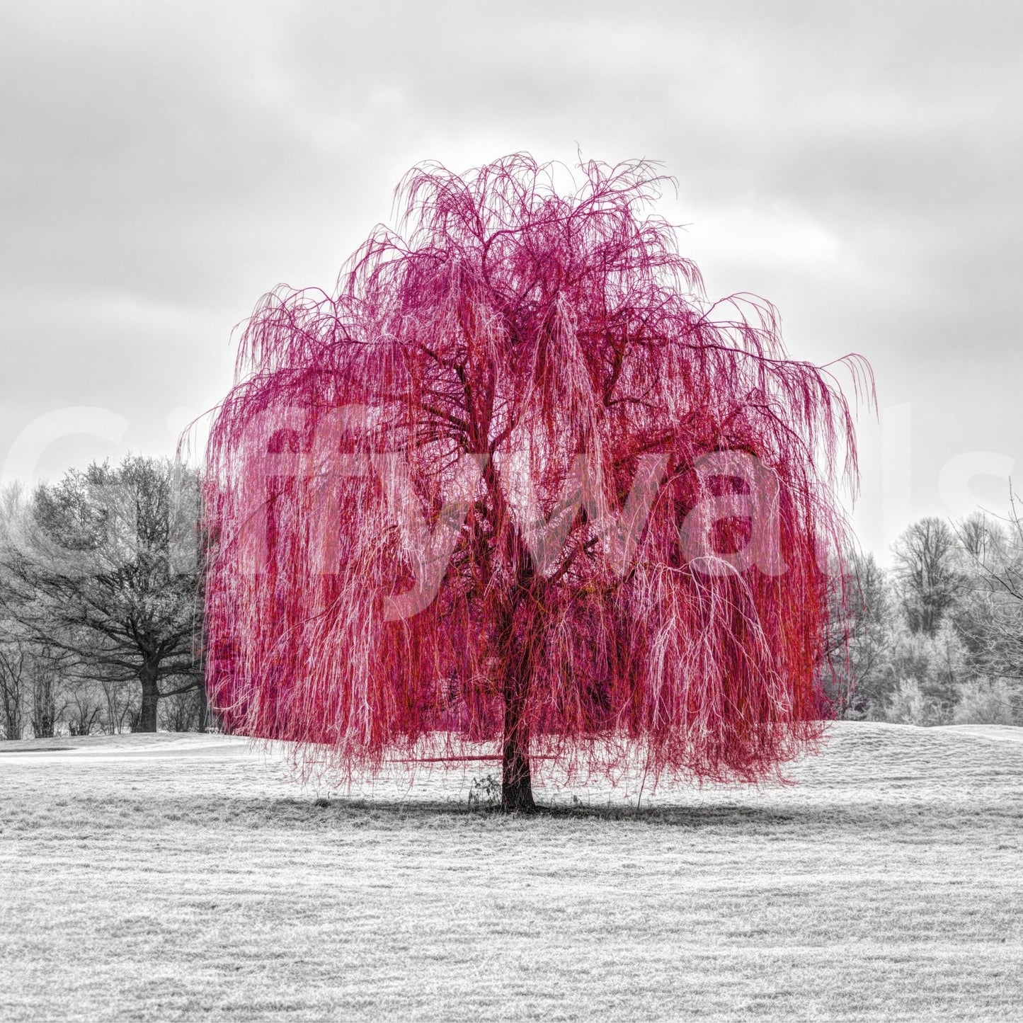 Vibrant Pink Willow Wall Mural