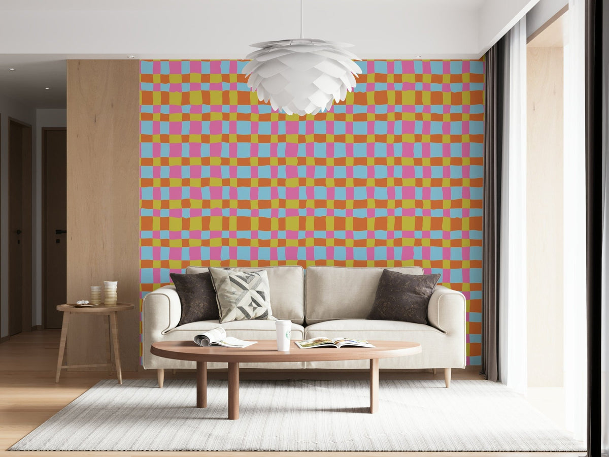 Vibrant Quilt Blocks wallpaper colorful woven texture design pattern., GD6978
