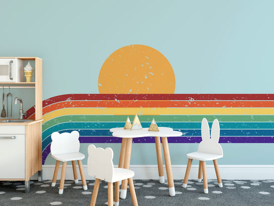 Retro-inspired rainbow wallpaper design
 B089