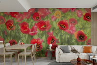 Vibrant Red Tulip Field Photography | Floral Wall Art | Nature Decor Wall Mural