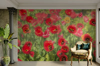 Vibrant Red Tulip Field Photography | Floral Wall Art | Nature Decor Wall Mural