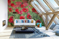 Vibrant Red Tulip Field Photography | Floral Wall Art | Nature Decor Wall Mural