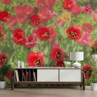 Vibrant Red Tulip Field Photography | Floral Wall Art | Nature Decor Wall Mural