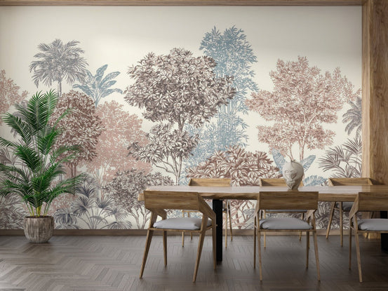 Vibrant Trees Wallpaper Mural for lively decor C553