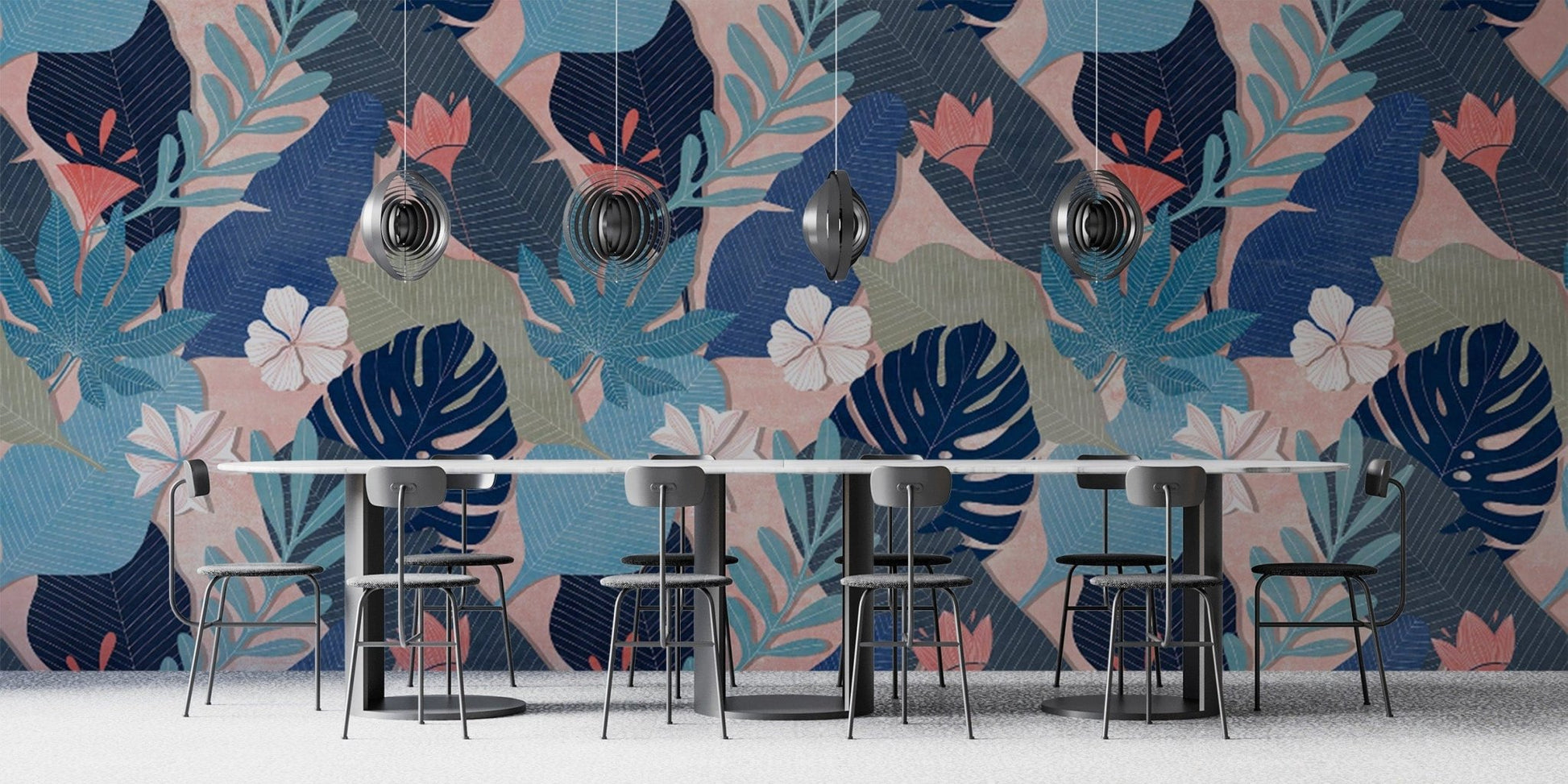 Floral and Foliage Patterned Wallpaper
