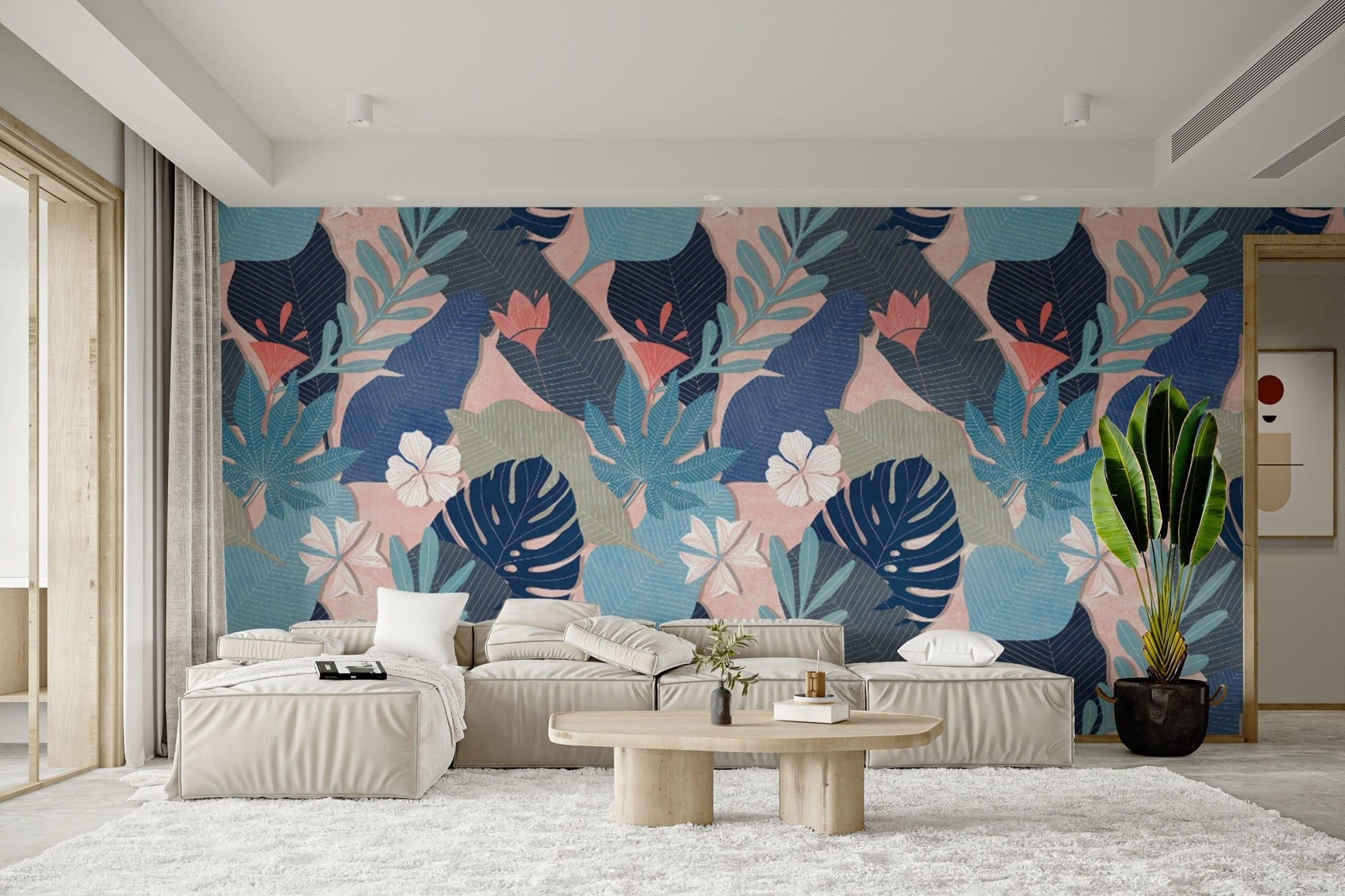 Modern Tropical Botanical Wallpaper
